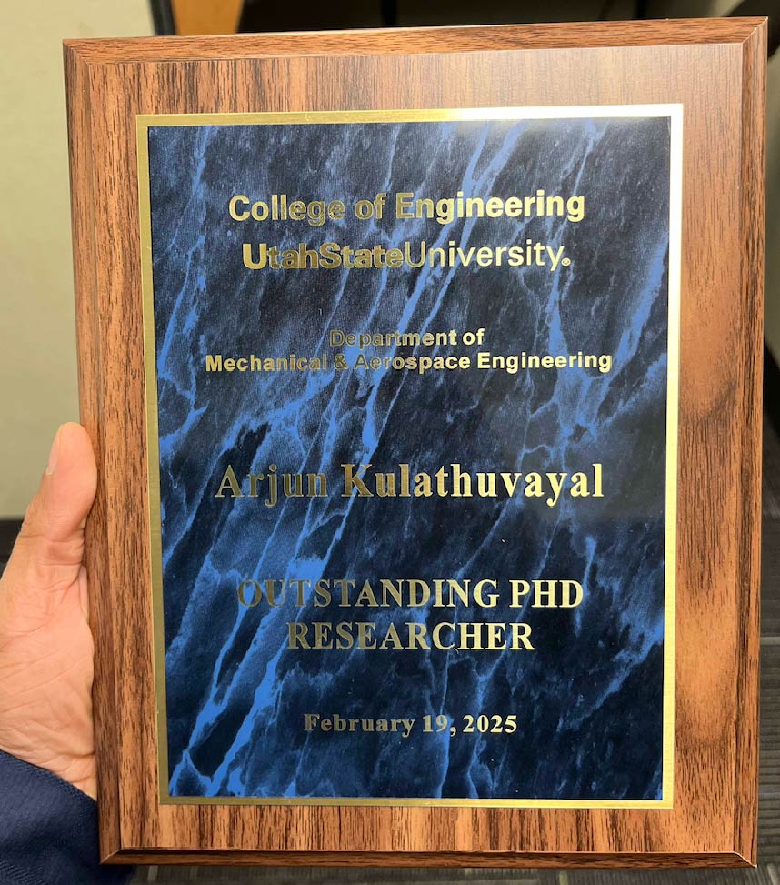 PhD Researcher of the Year MAE, Utah State.